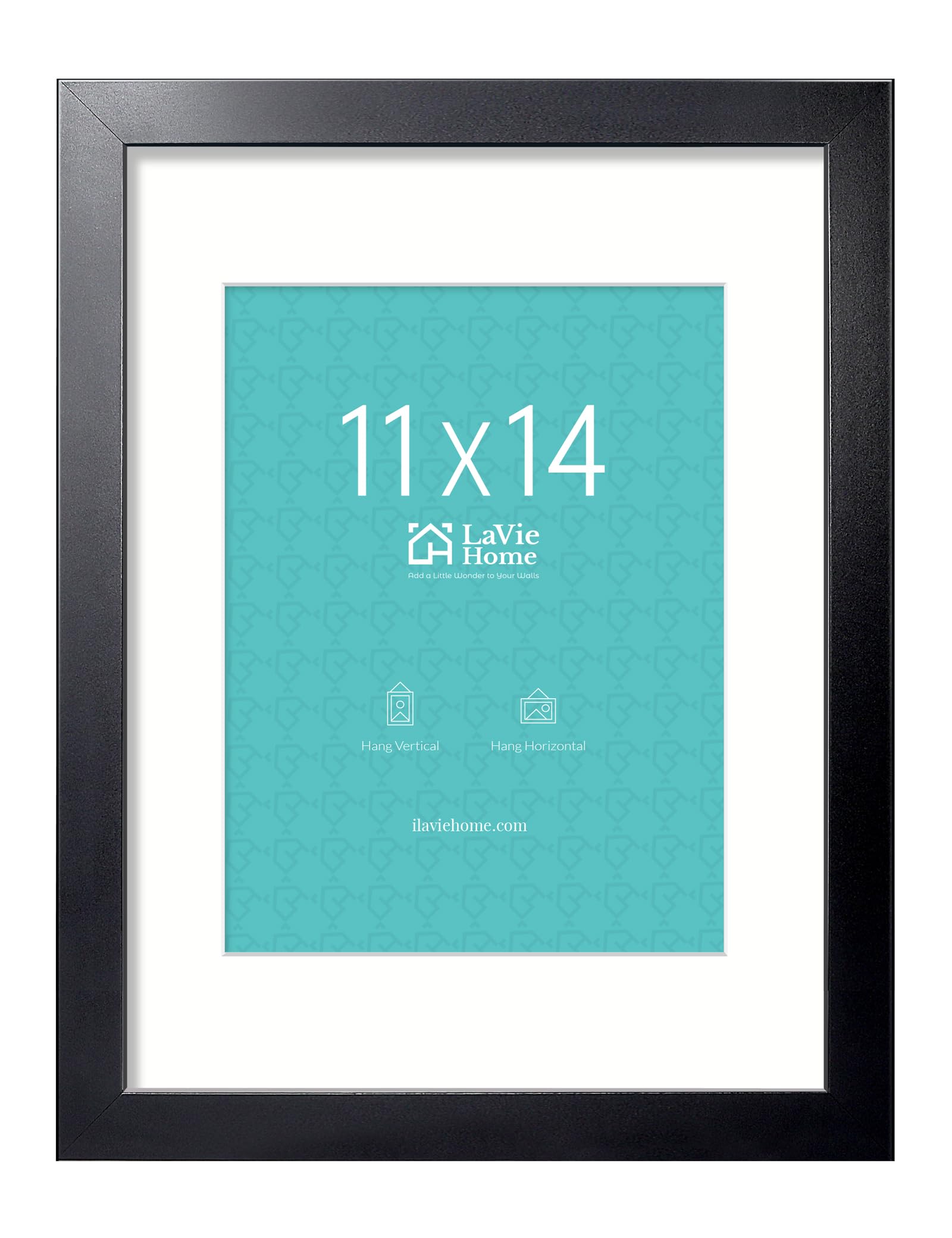 LaVie Home 11x14 Picture Frame, 11 x 14 Frame Display Pictures 8x10 with Mat or 11x14 Without Mat, Stable and Sturdy Black Frame and Polished Plexiglass, Horizontal and Vertical Format of The Walls