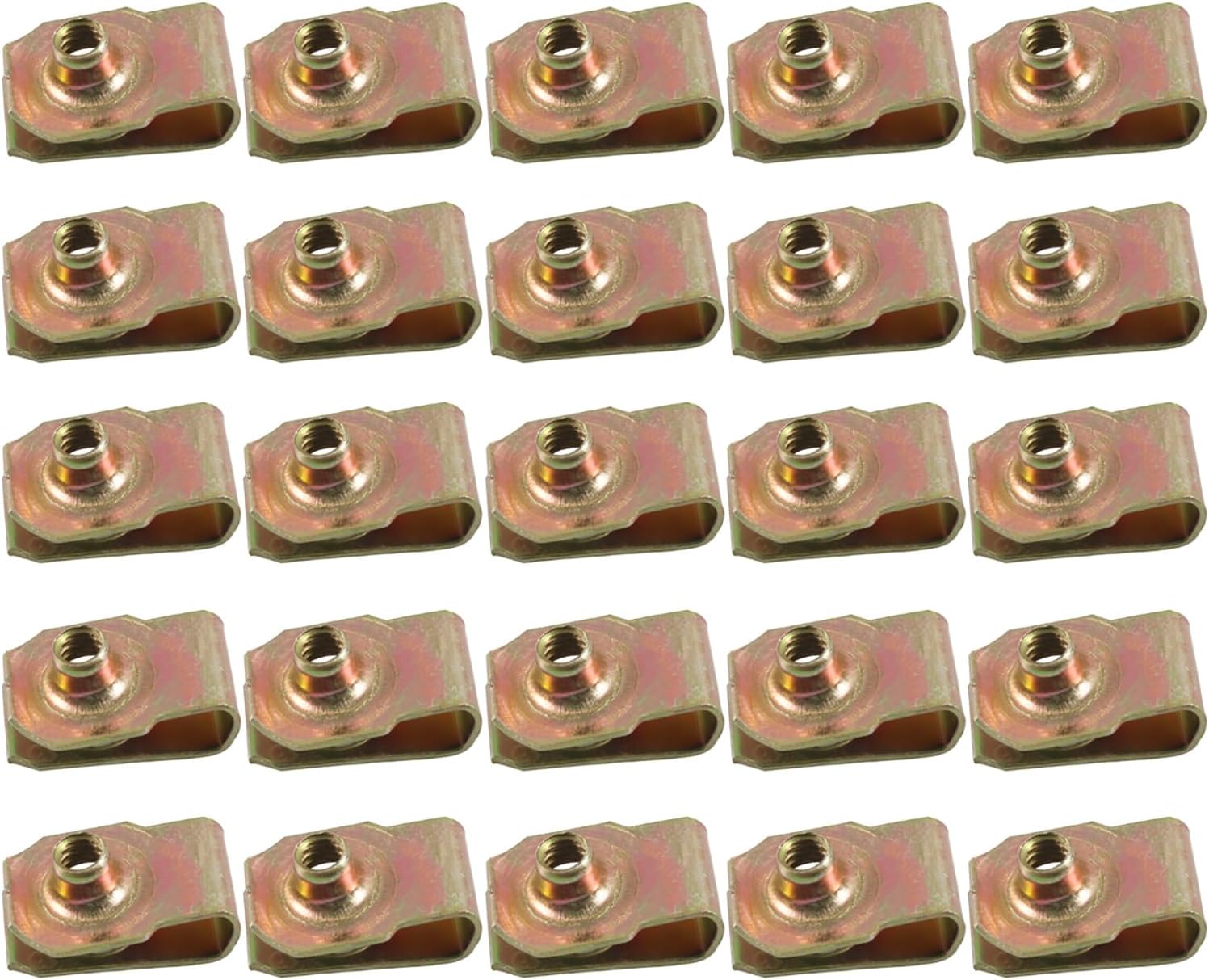 25pcs Metal U-Type Clips with Thread M8-M6-M5-M4 Reed-Nuts for Car Motorcycle Scooter U-Style Clip-On- Fasteners Nut
