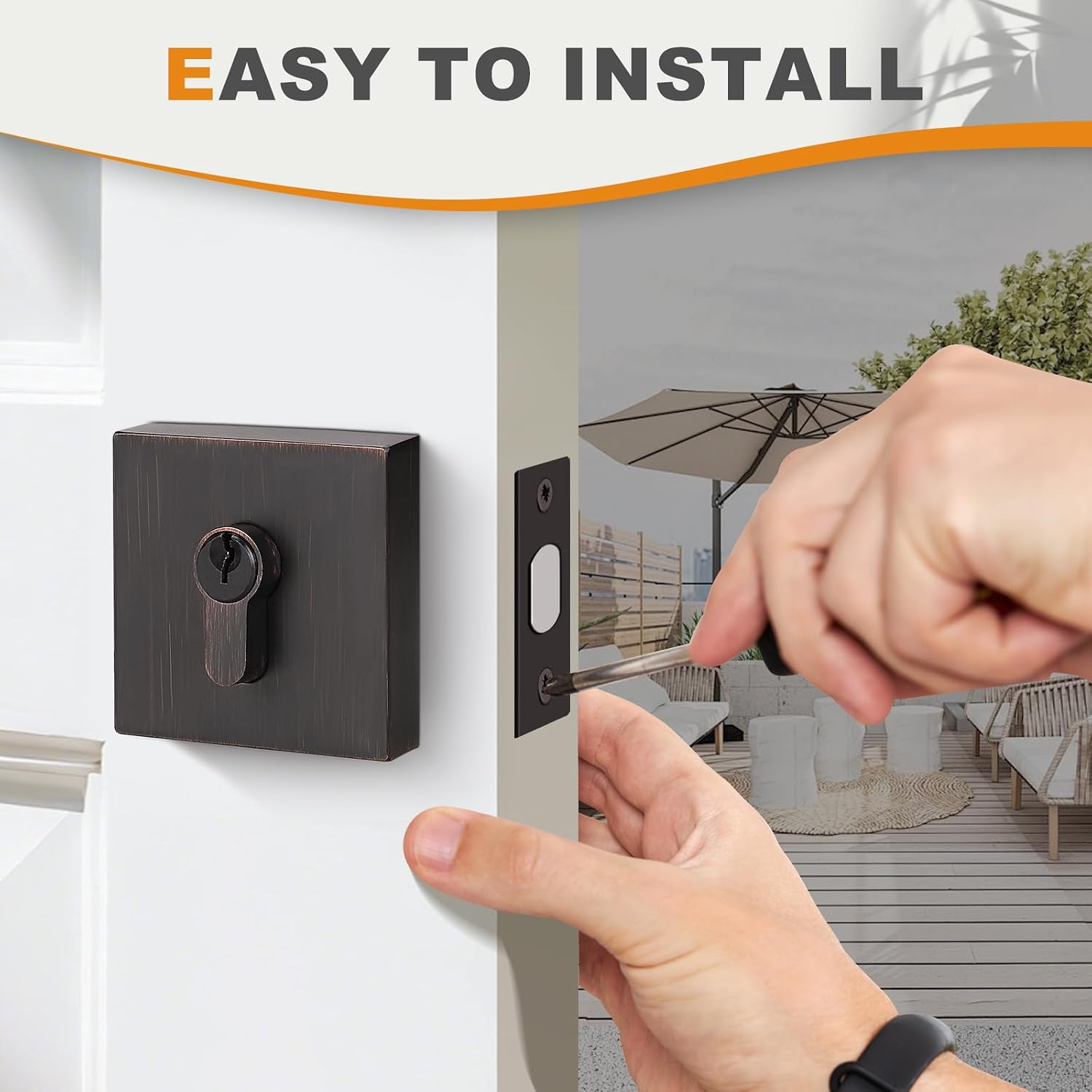 Probrico Oil Rubbed Bronze Double Cylinder Deadbolt,Keyed Both Side,Residential Security Square Door Lock for Interior and Exterior,All Keyed Alike,2Pack