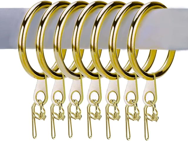50 Pack Brass Curtain Rings and Curtain Hooks,30mm Internal Diameter ,for Curtain Accessories Bag Hook Metal Curtain Hook