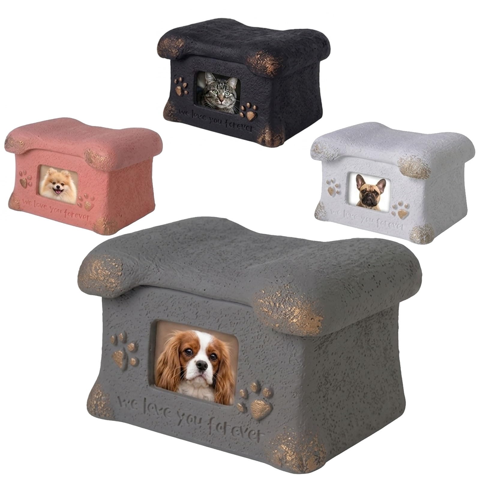Quilia Personalised Keepsake Urns for Cats & Dogs | Custom Pet Urn with Name,Text and Photo | Personalised Memorials Pet Cremation Urn for Ashes (Cement)