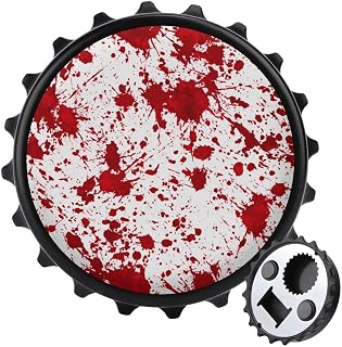 Blood Splatter Bottle Opener Round Fridge Magnets Beverage Beer Magnetic Bottle Cap Opener for Fridge, Kitchen, Office