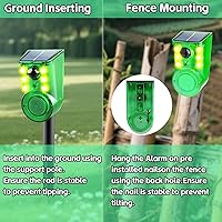 Vista 6 de Alarma solar con sensor de movimiento para exteriores, ultrasonido y alarmas, detector de movimiento de 129 db, generador de ruido fuerte, luz 1pcs