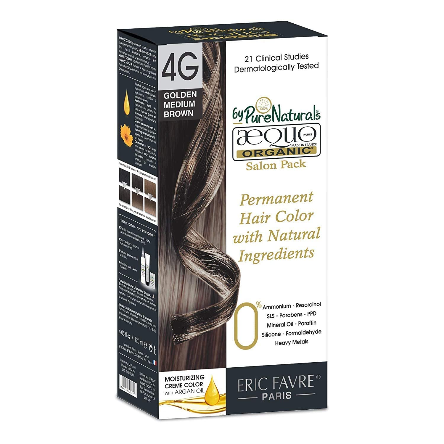 byPurenaturals Aequo Organic Cream Salon Pack Hair Colour 4G Golden Medium Brown for Men and Women,120 ML|Natural Long Lasting Permanent Color for Hair,Beard & Mustache|100% Grey Coverage| PPD & Ammonia Free