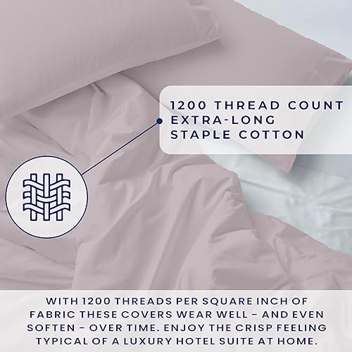 Miniatura 4 de Kotton Culture Juego de funda de edredón 100% algodón egipcio de 3 piezas de 1200 hilos, funda de edredón suave con cremallera y lazos en las