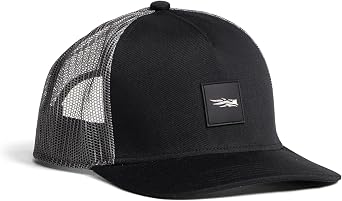 Rubber Patch Hi Pro Trucker Hat Classic Cotton-Twill Crown & Breathable Mesh Snapback Cap, One Size Fits Most, Black