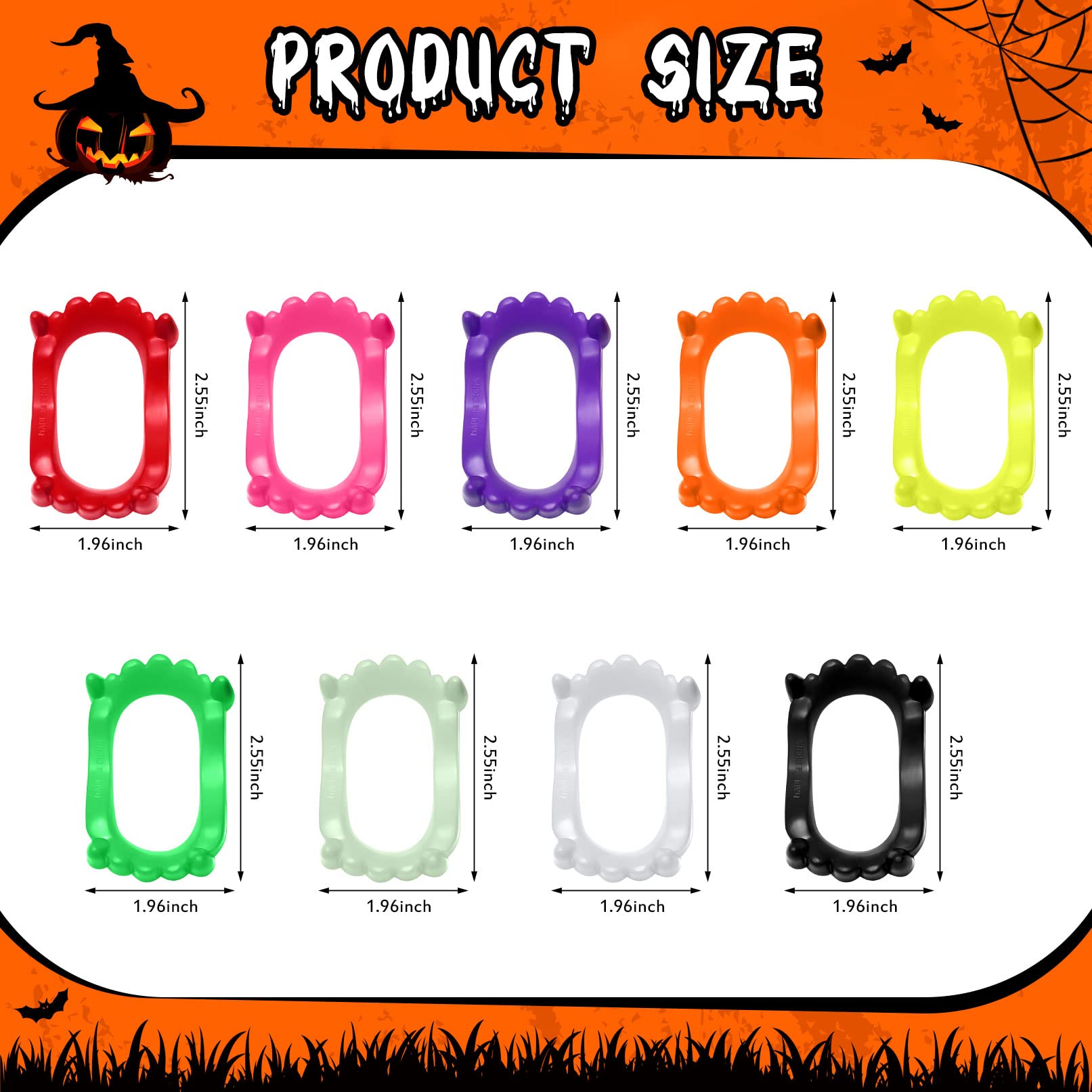200 Pcs Halloween Vampire Teeth Bulk Neon Fangs Halloween Plastic