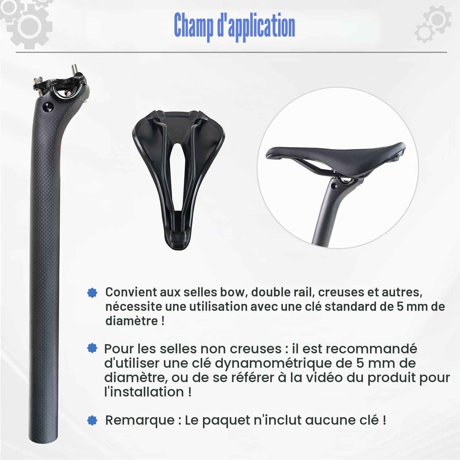 ROADNADO Tige de Selle Carbone de vélo 25.4/27.2/31.6mm Tige de Selle VTT ultralégère 350/400mm Tige Selle Carbone réglable pour vélo de Route, VTT, BMX, Noir Mat