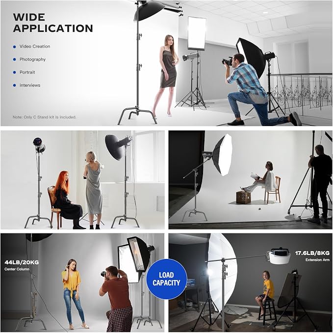 C-stand resistente de 6.9 pies/210 cm con brazo de soporte y bolsa de arena miniatura 5