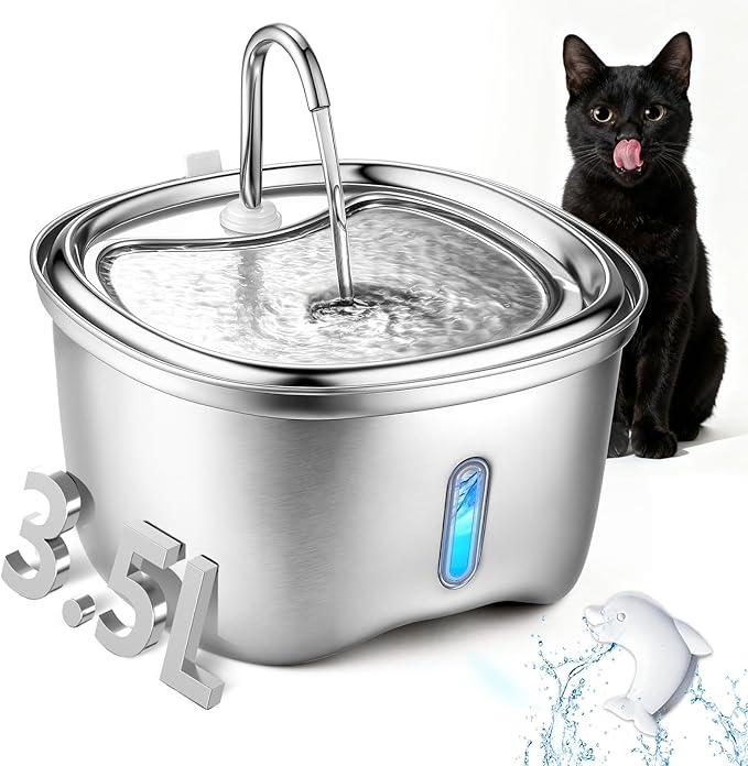 Fuente de Agua para Gatos Acero Inoxidable, 3.5L, Automática y Silenciosa miniatura 7