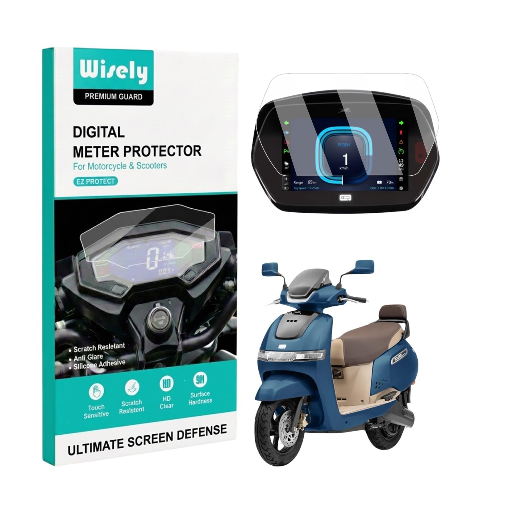Wisely Premium Screen Guard for TVS iQube EV Electric Scooter - TFT 6-Inch Display Digital Meter Protector - HD Clear, Full Cover - Easy Installation Kit - Instrument Cluster Accessories-image-2