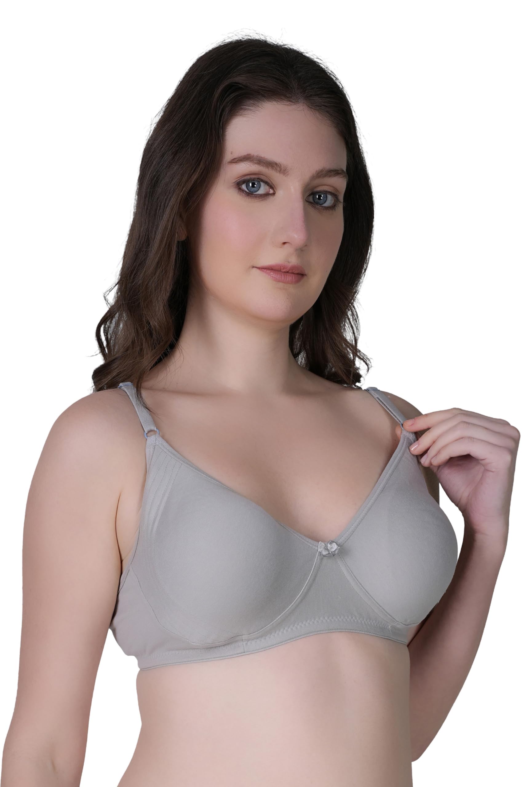 dempsey Women's Cotton Non-Padded Wire Free Full Coverage Bra Grey-picture-46