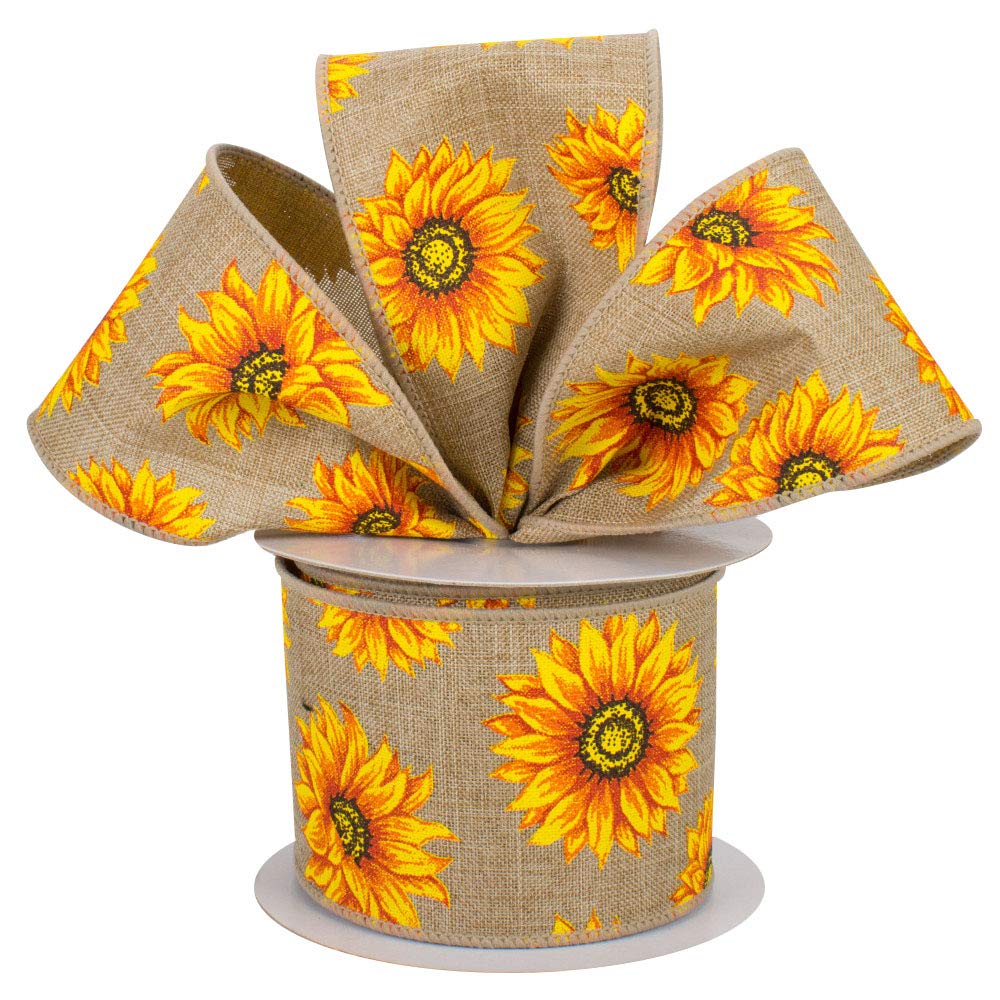 Amazon.com: Yellow Sunflower Fabric Wired Ribbon - 2 1/2