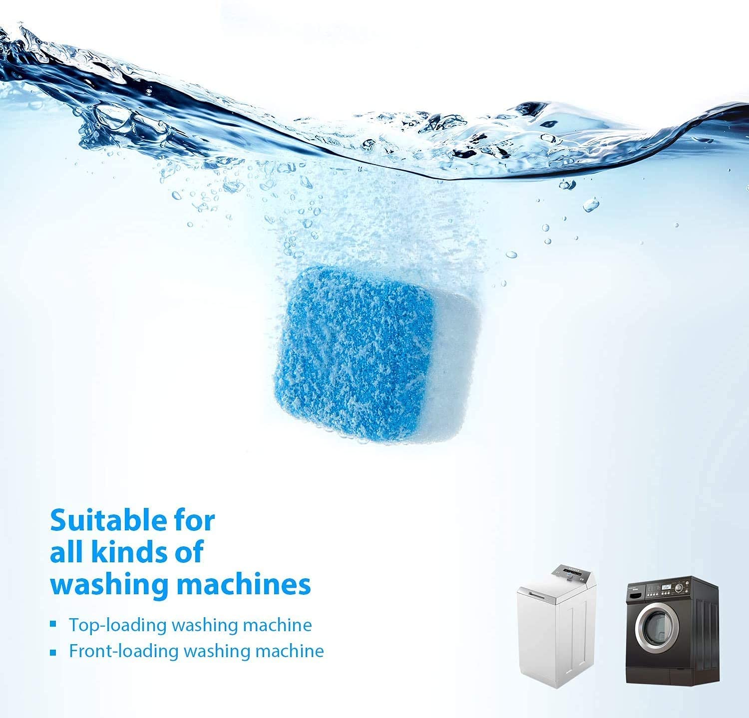 RUJVE 10 Pcs Washing Machine Deep Cleaner Tablet for Washing Machines Front and Top Load Machine Descaling Powder Tablet for Tub Cleaning&Drum Stain Remover of Washing Machine Descaler Powder 1
