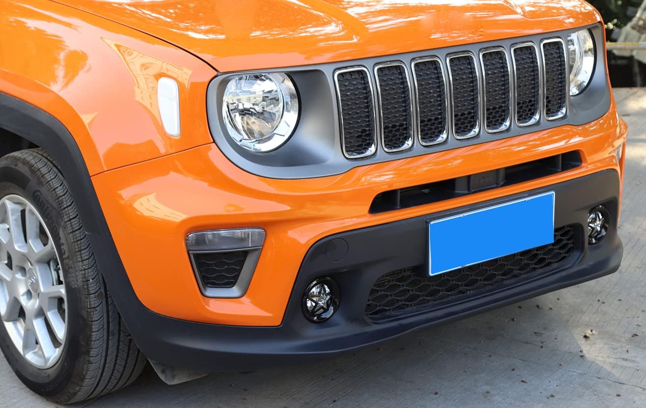 for Jeep Renegade 2019+ Front Fog Light Cover Protector Guard, Black A 2pcs