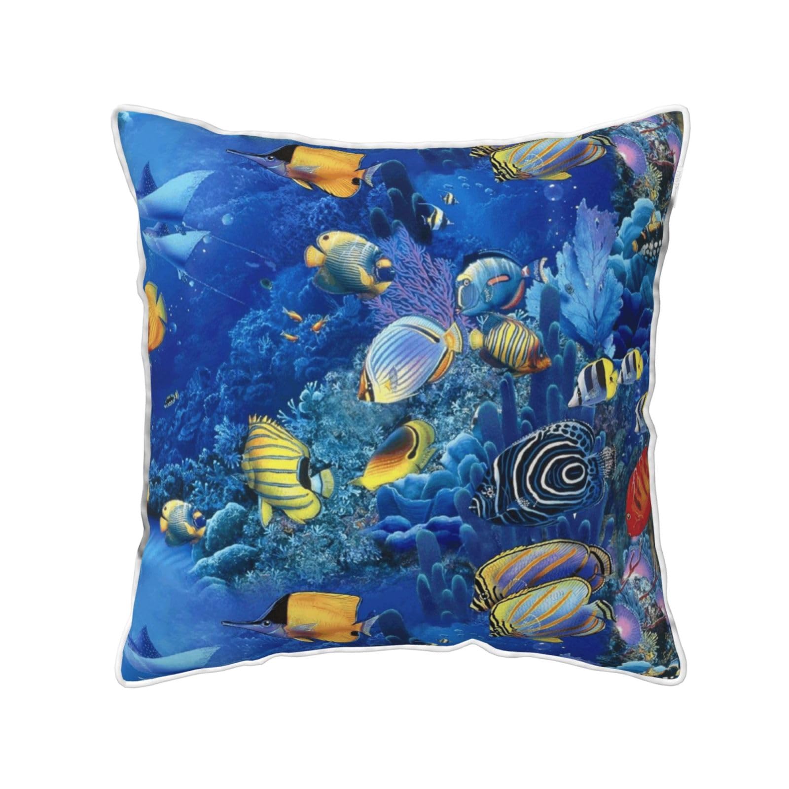 FZGGWYHL Tropical Fishes printed Velvet Throw Pillow Cover Pillowcase