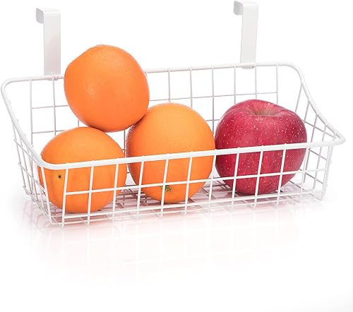 Miniatura 4 de LeleCAT Cesta blanca con gancho de rejilla, cuélgala detrás de una puerta o en una barandilla, sobre la puerta del gabinete, paquete de 2