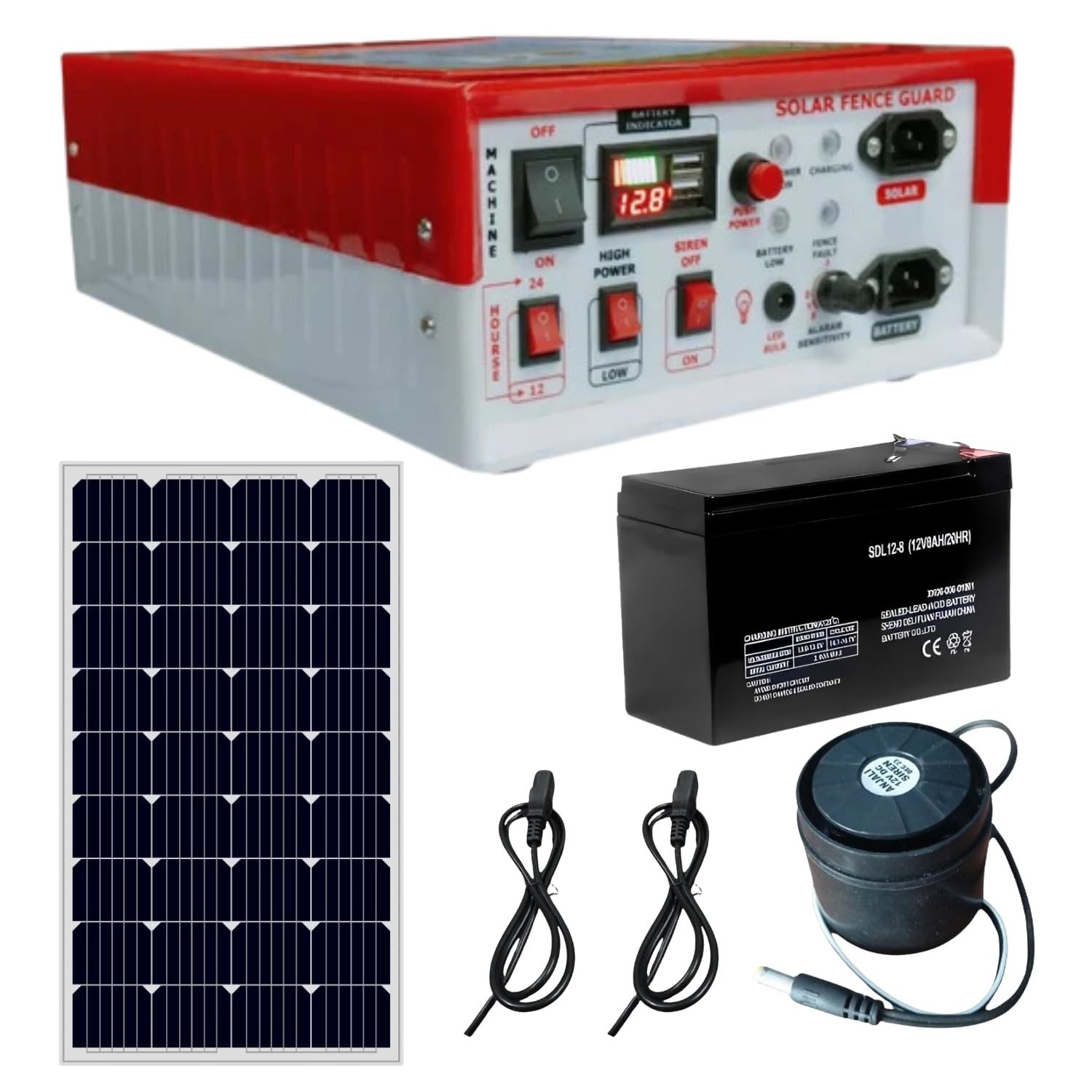 Kamal Agrotech zhatka Machine Solar Fence Protector Kit, 15kV, 50 Acre Coverage, with Solar Panel, Battery & Siren