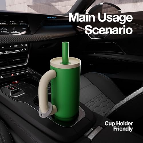 Miniatura 4 de CHAKO LAB BaWang - Vaso aislado de acero inoxidable  Vaso con asa y popote de 33 onzas, apto para portavasos para viajes, botella de agua a prueba