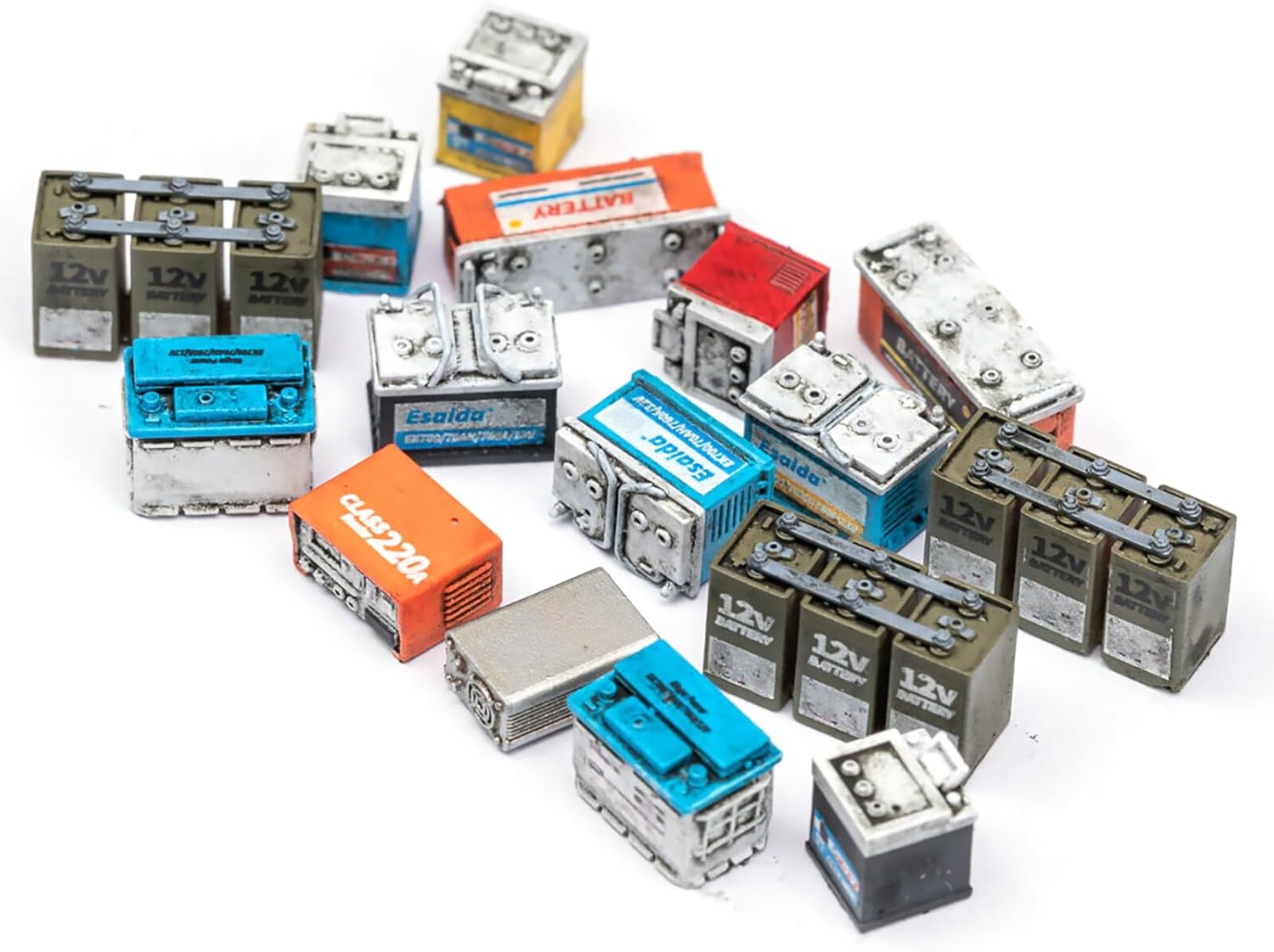 16pcs Mini Resin Battery 1:35 Simulation Mixed Model Battery Figures Scene Kit Decor with Stickers Sheet