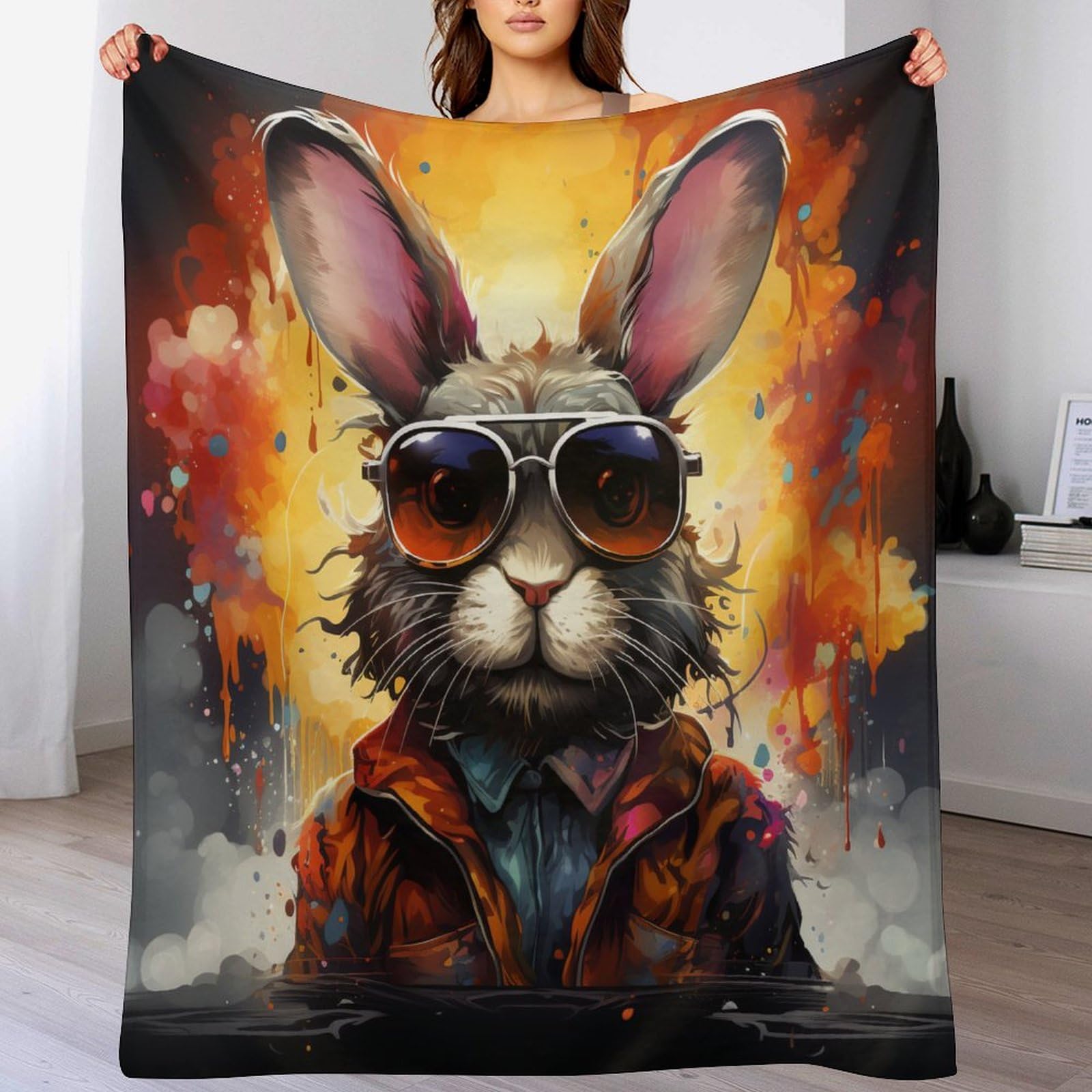 Couverture moelleuse lapin 150x200cm contre le frisson du soir