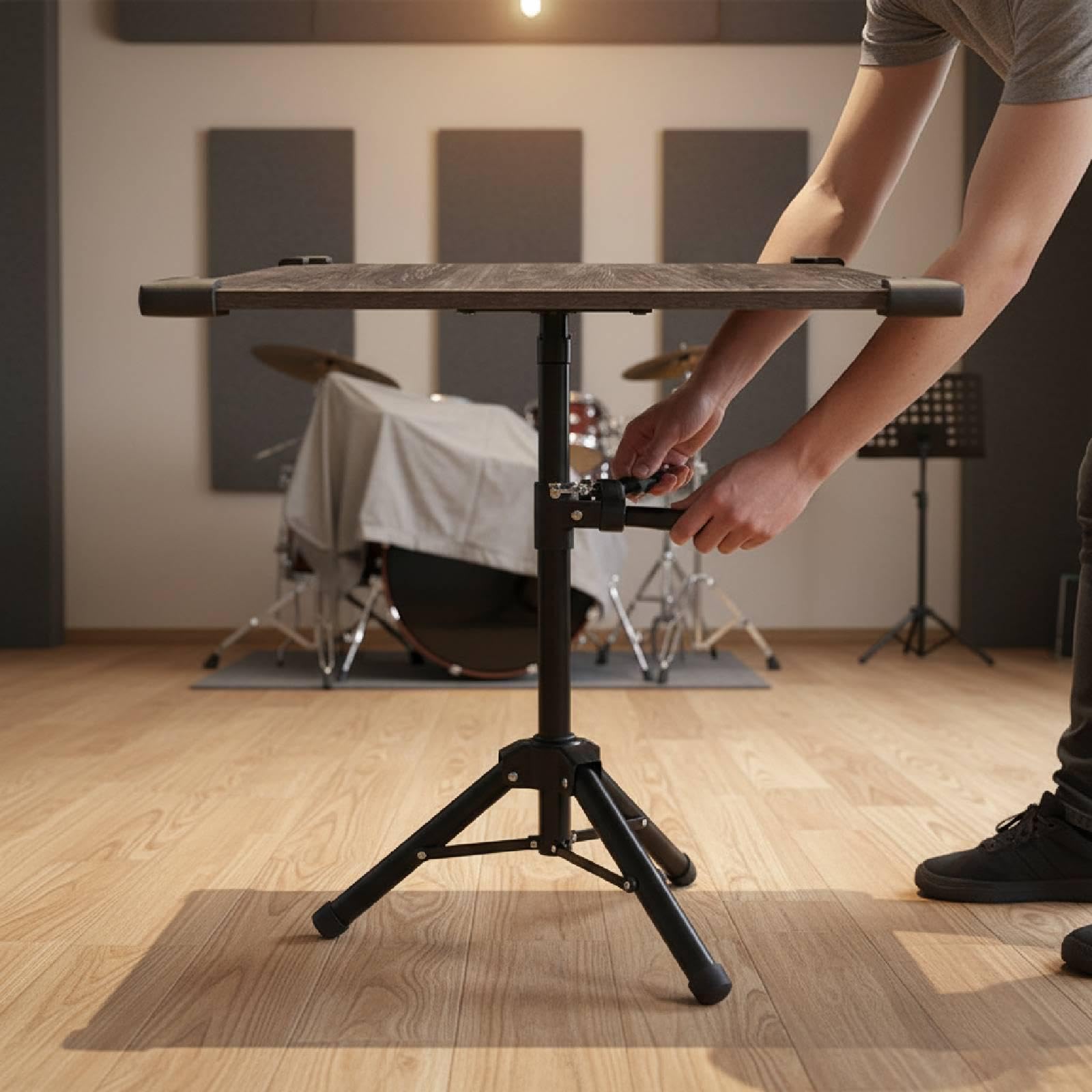 Oshhni Soporte para resistente para niños y adultos, accesorio para percusión, escenario, estudio y práctica, Gris