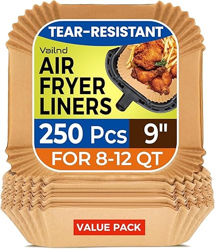 Miniatura 15 de 125 piezas de forros desechables para freidora de aire para cesta doble, papel de pergamino rectangular de 8x5.5 pulgadas para Ninja DZ201 DZ401,