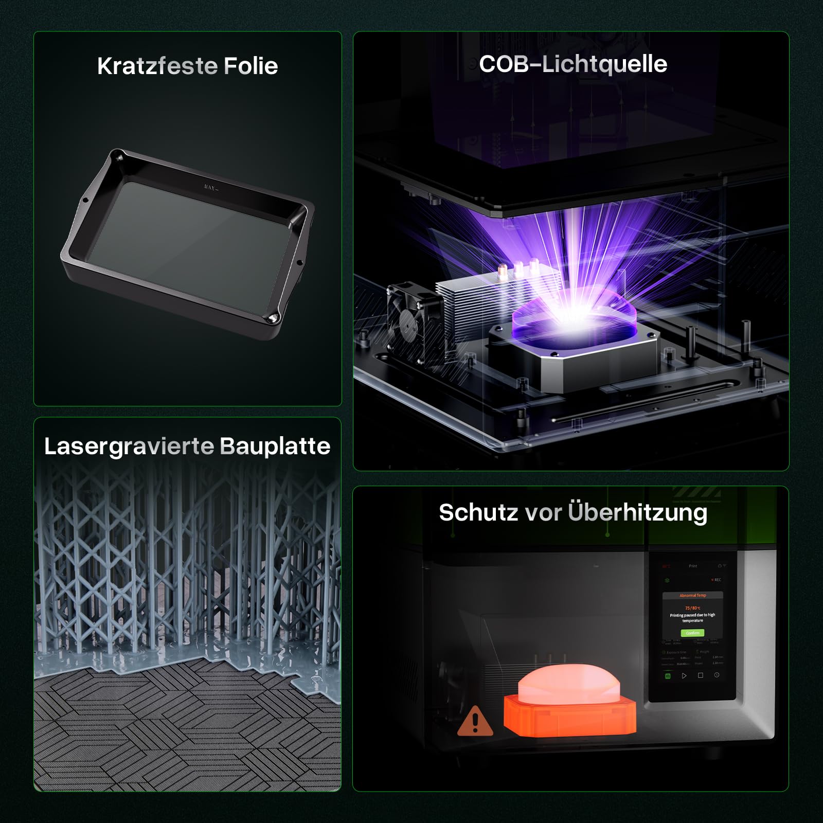 ELEGOO Marzo 5 Stampante 3D LCD 4K MSLA 6,6" livellamento automatico, stampa rapida 70 mm/h, sensore intelligente, protezione contro il surriscaldamento