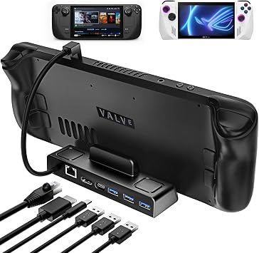 ANNAPRO Docking Station for Steam Deck/Steam Deck OLED & ROG Ally 6-in-1 Dock HDMI 2.0 4K@60Hz, Gigabit Ethernet, USB-A 3.0 and PD3.0 100W USB-C Full Speed Charging Ports