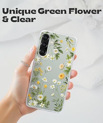 Miniatura 3 de Gronda Funda para teléfono Samsung Galaxy A56A36 5G, funda protectora de diseño floral verde transparente, suave, duradera, a prueba de golpes,