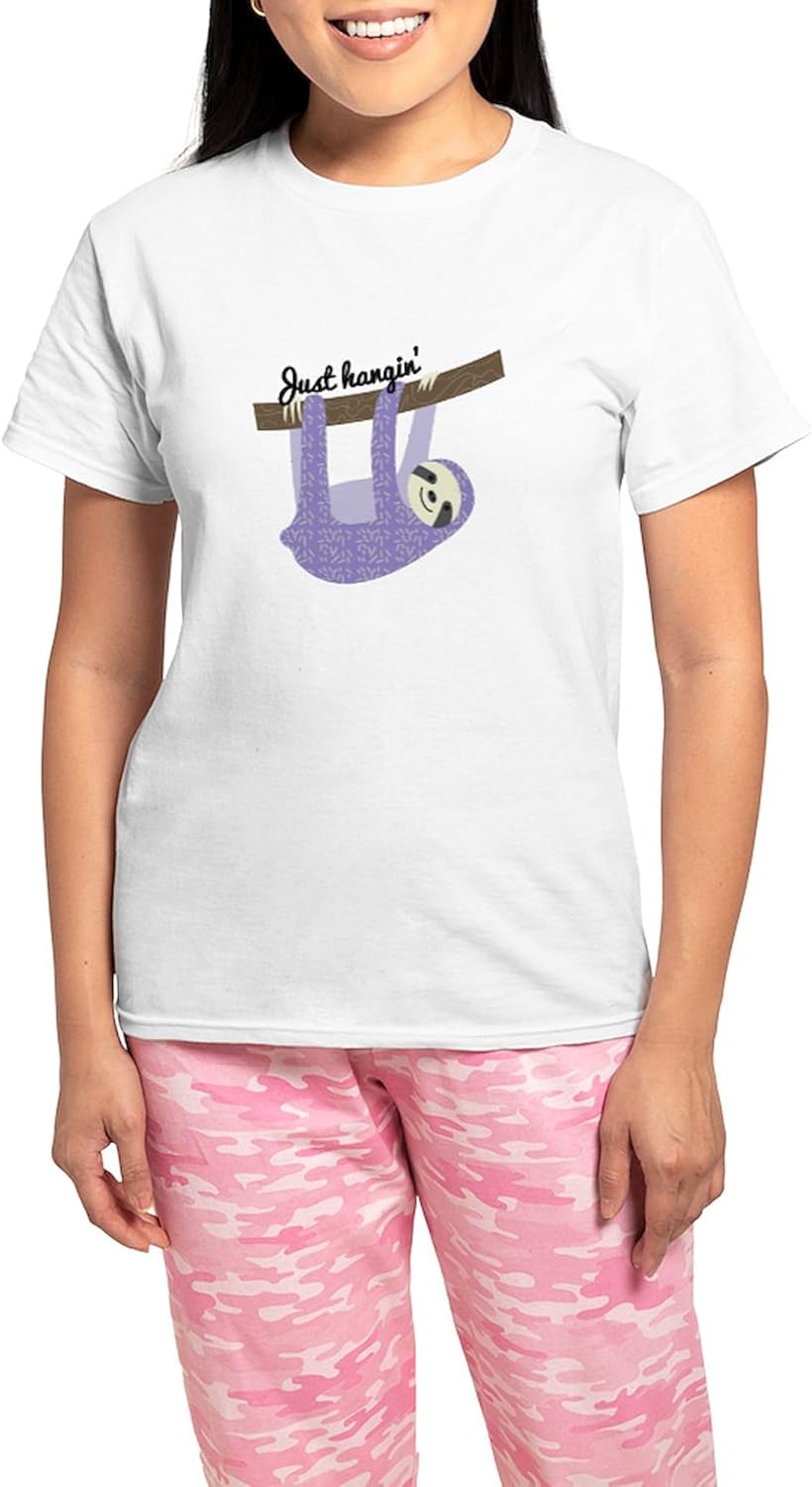 CafePress Just Hangin Pajamas Women's Novelty Cotton Pajama Set, Comfortable PJ Sleepwear