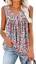 CHICZONE Women's Tank Tops V Neck Tunic Ladies Summer Button Up Sleeveless Tops Loose Blouse