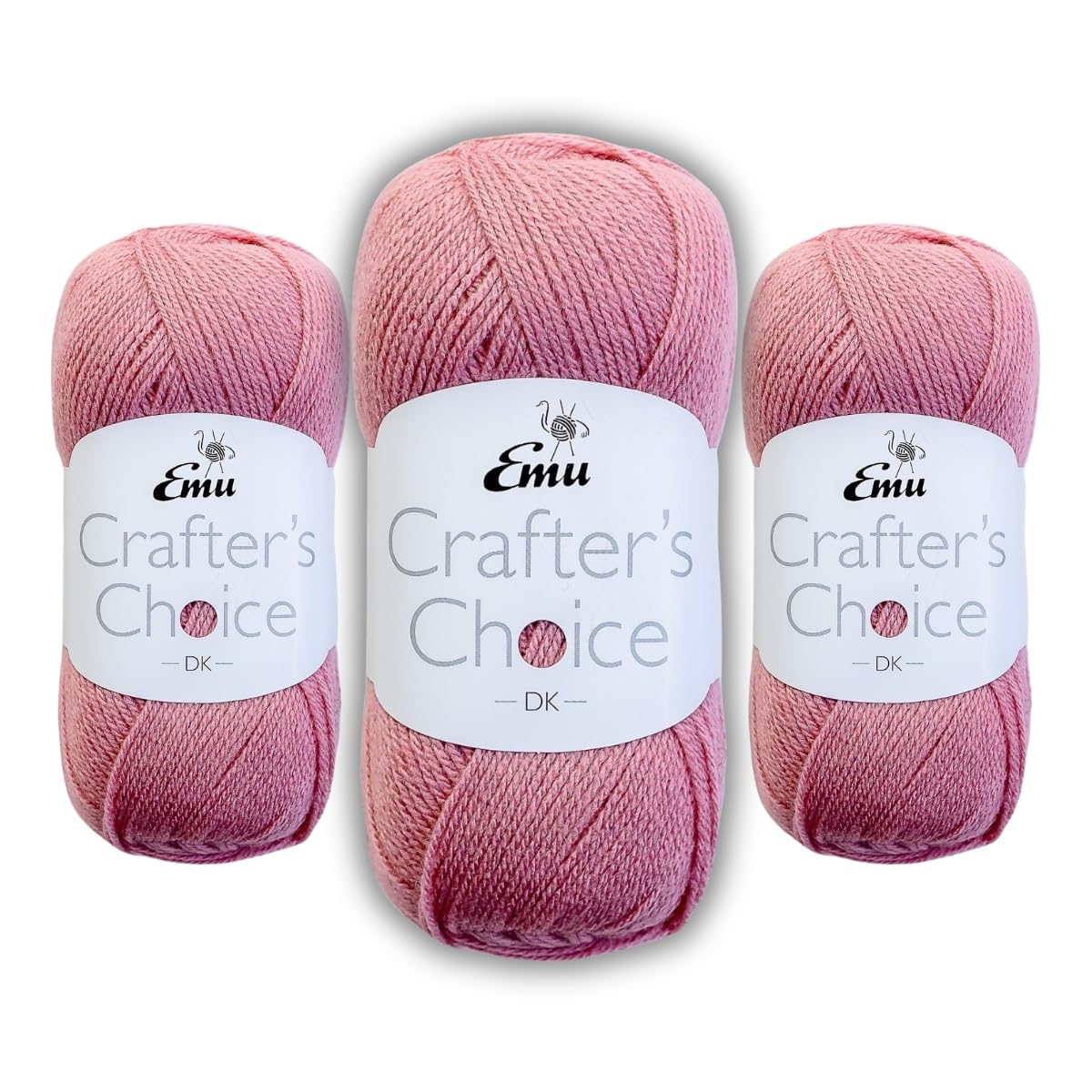 Emu Crafter's Choice DK Everyday Acrylic Yarn 100g Balls 300m, Pack of 3, Rose - 008 โ image 1