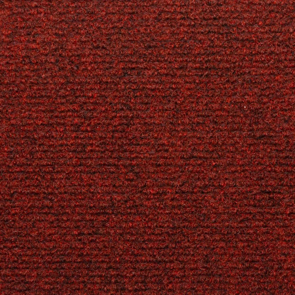 vidaXL Felpudos autoadhesivos para escaleras, 15 Unidades, 65 x 21 x 4 cm, Borde Rectangular, Color Rojo Burdeos