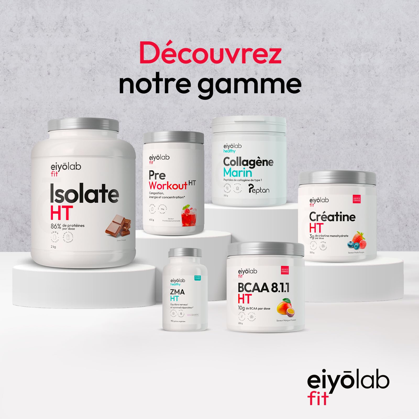 Glutamine HT | Poudre 100% Pure de L-Glutamine | 300 g | Récupération Musculaire et Santé Intestinale | 30 Portions de 10g | Acide Aminé Vegan et Sans Excipients | Goût Menthe Citron | Eiyolab