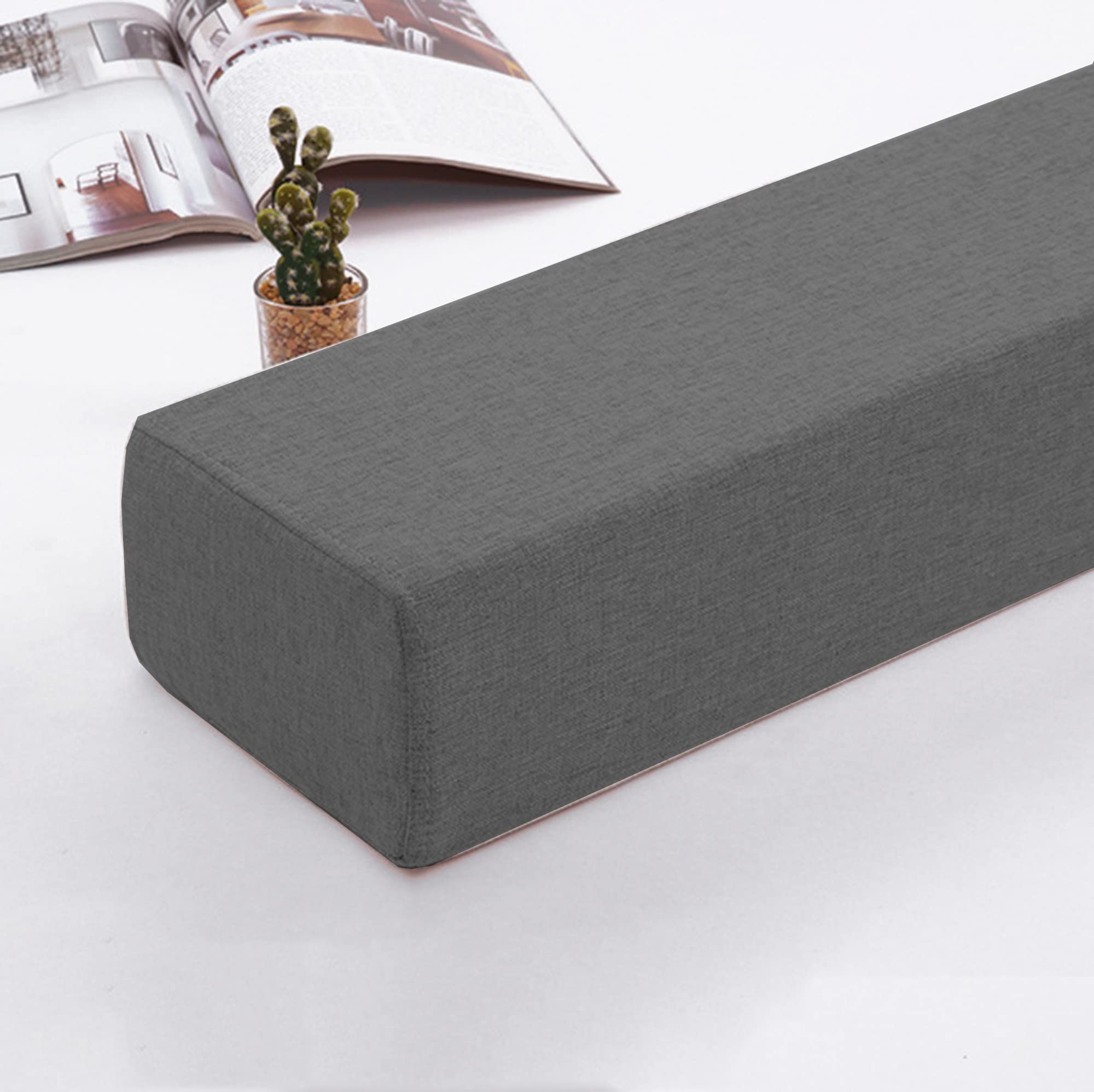 Rectangle Bolster Long Armrest Cushion, Mattress Connector Close The Gap, Custom Size Headboard Pillow Armrest Pillow for Double Beds/Wall Side Between Seam,180 * 10 * 15cm,Grey2