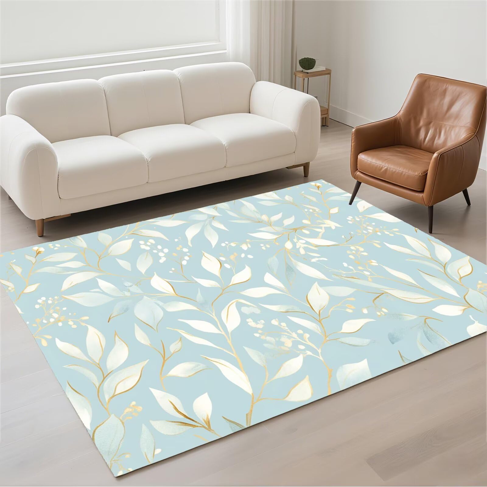 Tapis de salon lavable 50x80cm à pile bouclée douce et sous-couche fixe