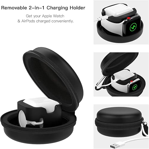 Vista 27 de MoKo Caja de almacenamiento compatible con Apple Watch Series 11/10/9/8/7/6/5/4/3/2/1/SE3/SE2/SE, funda protectora portátil de viaje para AirPods