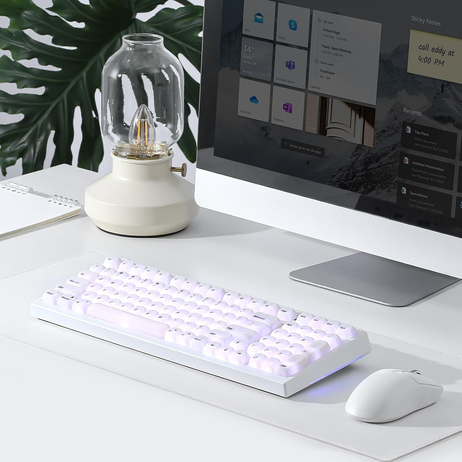 YUNZII 126-Key Ceramic keycaps Style, MOA Profile, Elegant Minimalist Design, Dye-Sublimated PC Keycaps with Silky Texture for MX Mechanical Gaming Keyboards (White)
