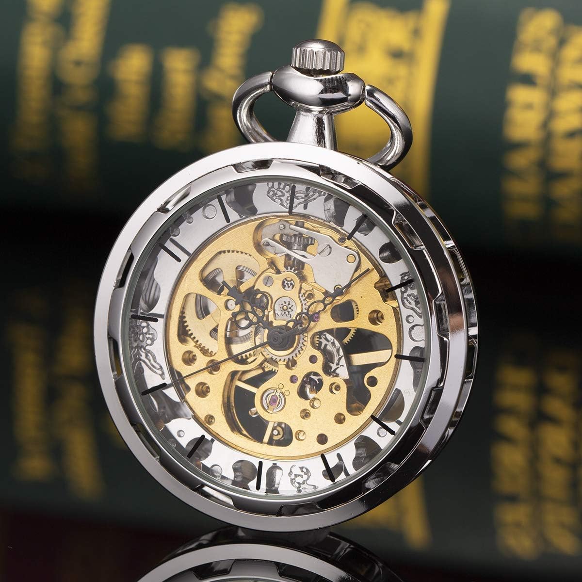 SIBOSUN Mechanical Pocket Watch for Men Pocket Watch with Chain Steampunk Skeleton Antique Men Women Pocket Watches