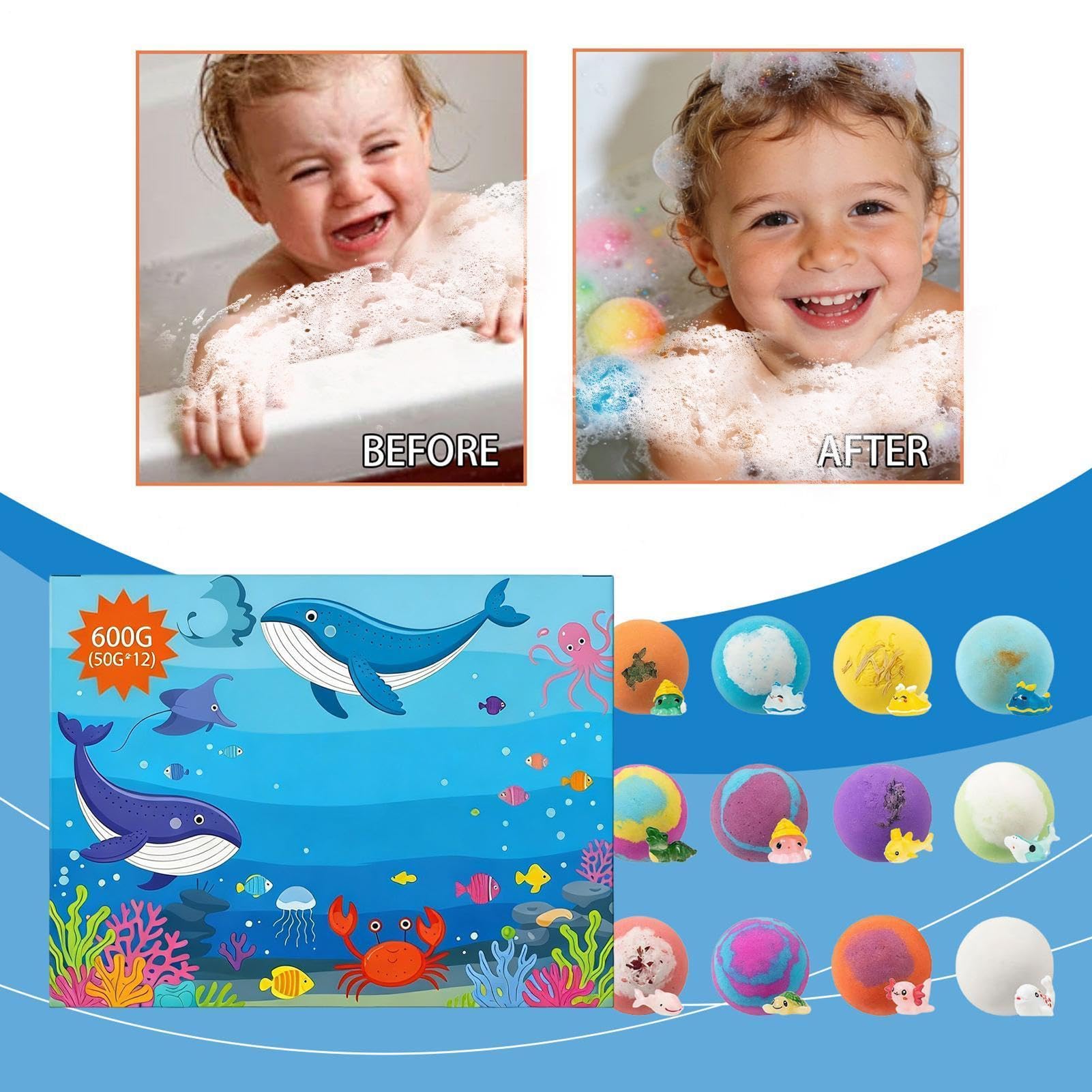 Bagnoschiuma per Bambini 12 Pezzi Delicato Rinfrescante Colorato