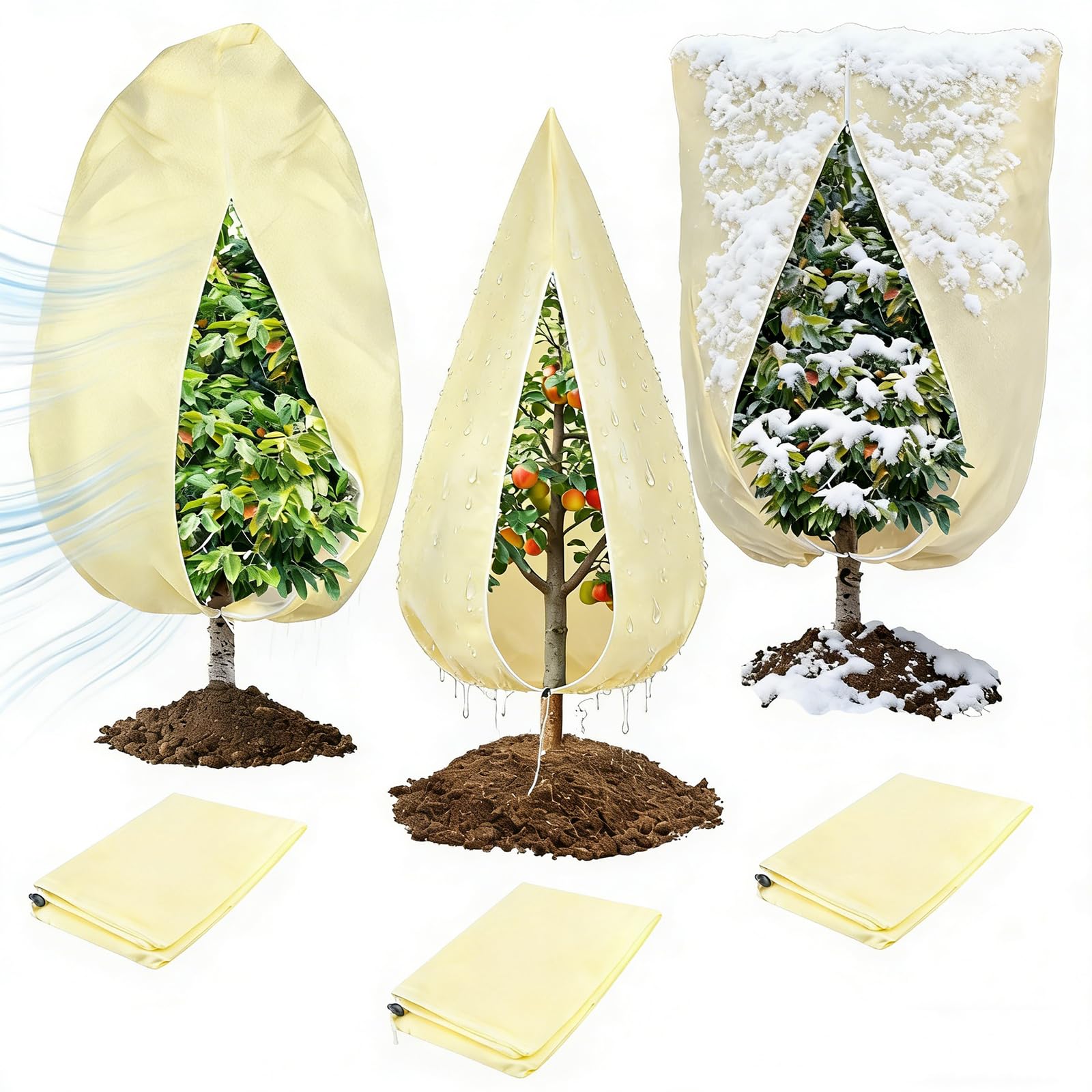 Housse Hivernage Plante Exterieur 100x80cm Voile Hivernage avec Fermeture éclair Respirante Indéchirable Réutilisable