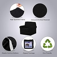 Vista 4 de H.VERSAILTEX 2 fundas elásticas y elegantes para muebles, fundas protectoras para sillas de sala de estar, suaves con parte inferior elástica