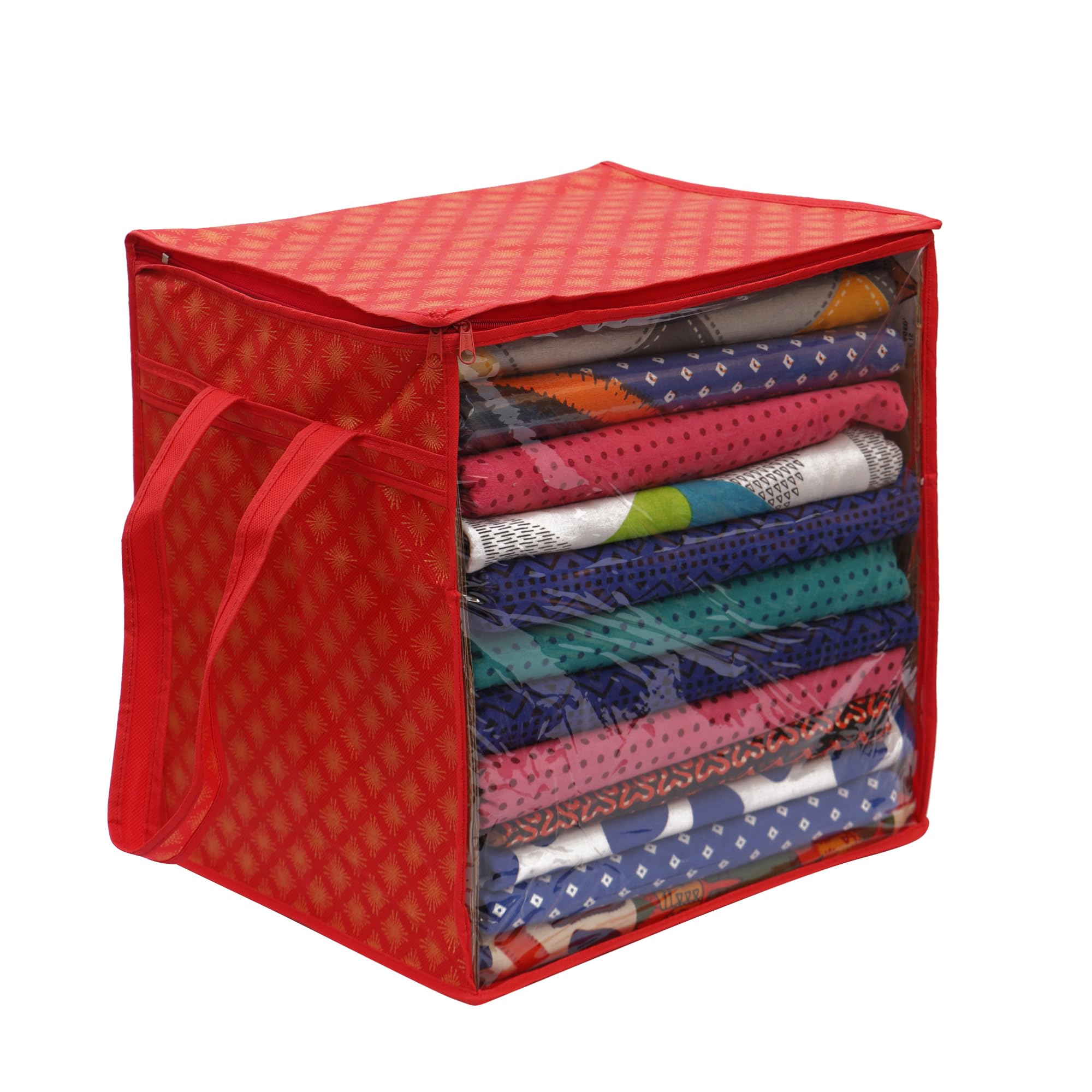 AARON INC Saree Box Clothes Storage Bag Non Woven Saree Bag With Zipper & Handle Large Size Storage Organizer for Wardrobe Clothing Storage Bags Garment Protector Covers Printed Orange Pack of 1 (B0CZ95Q9KX) Amazon Price History, Amazon Price Tracker