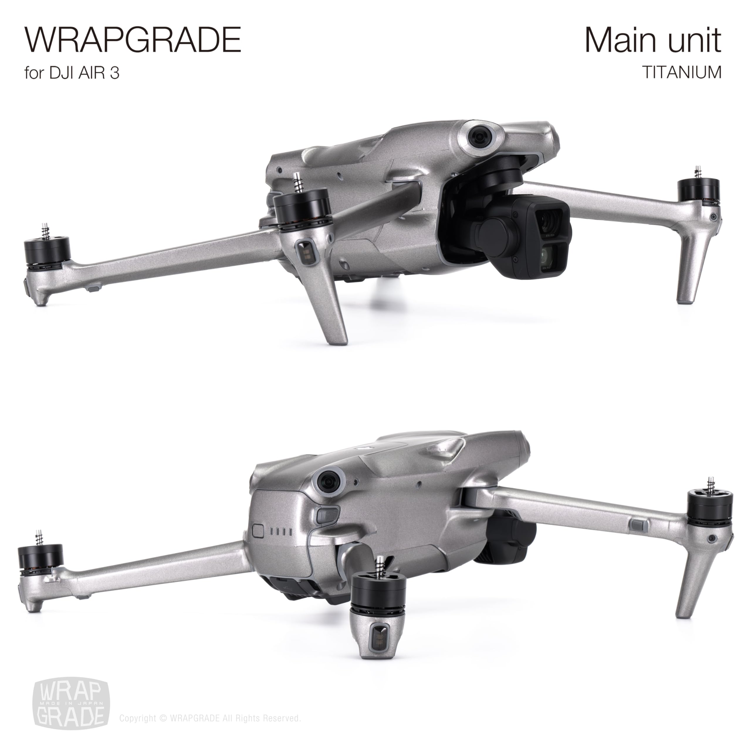 WRAPGRADE Skin Stickers compatible with DJI Air 3, TITANIUM - Image 4