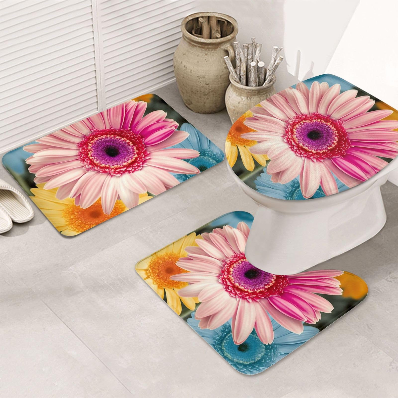 Tapis de salle de bain absorbants lot de 3 antidérapants en forme de U