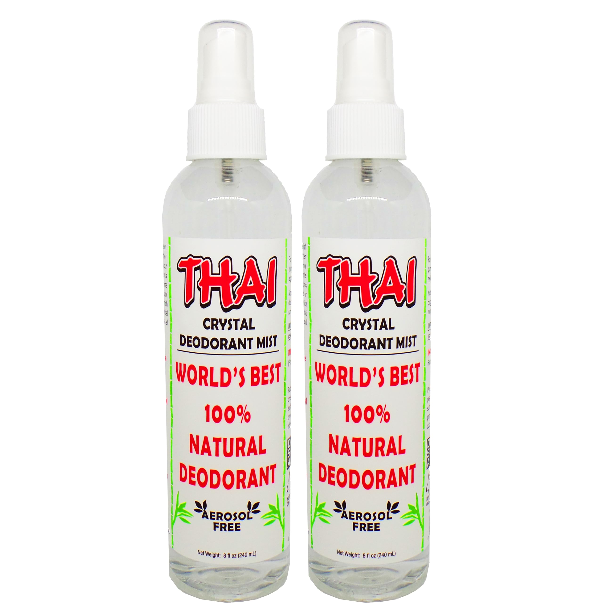 Thai Deodorant Stone Crystal Mist Natural Deodorant Spray 8 oz. Bundle, Pack of 2