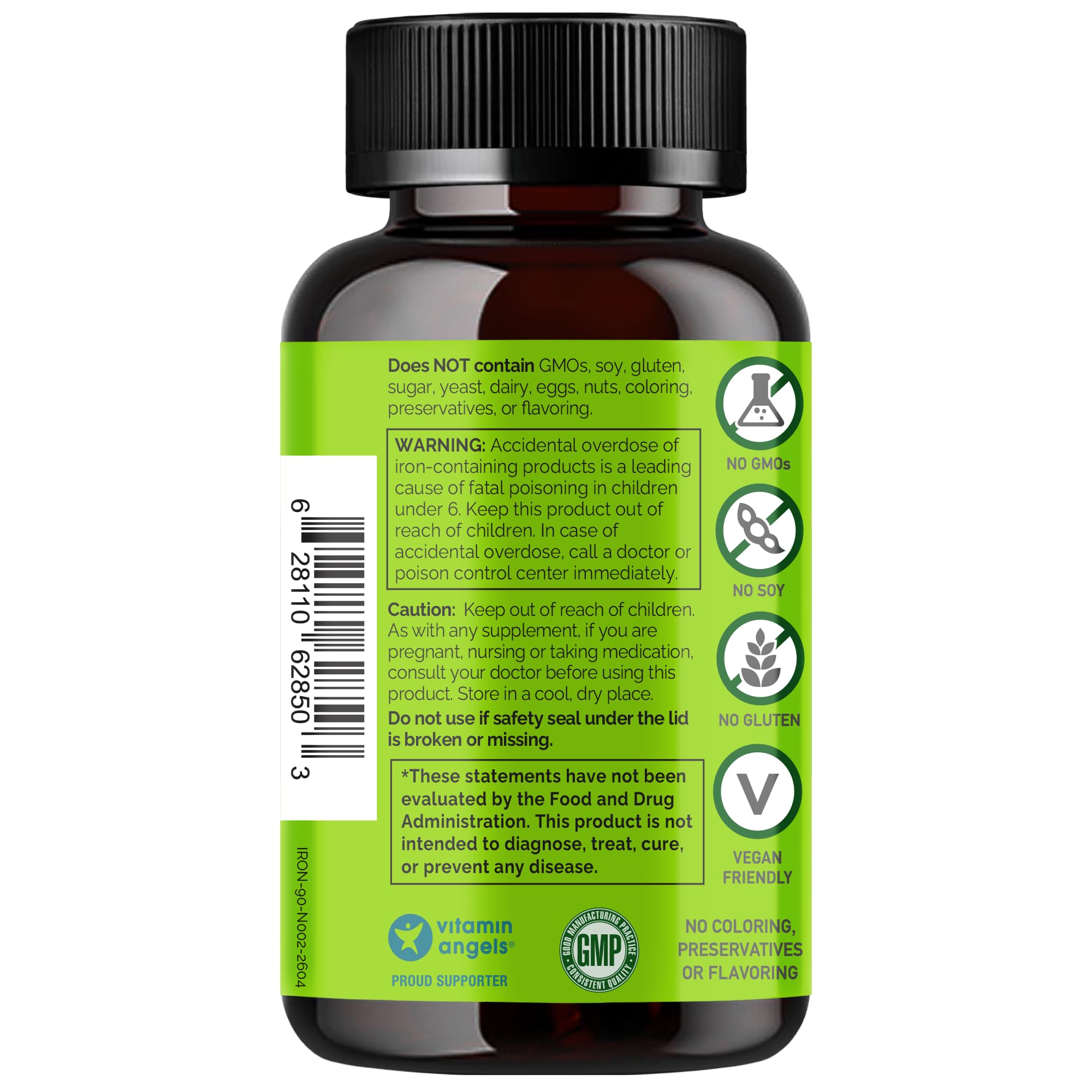 NATURELO Vegan Iron Supplement with Vitamin C & Organic Whole Foods, 90 Ct — Amazon image 6