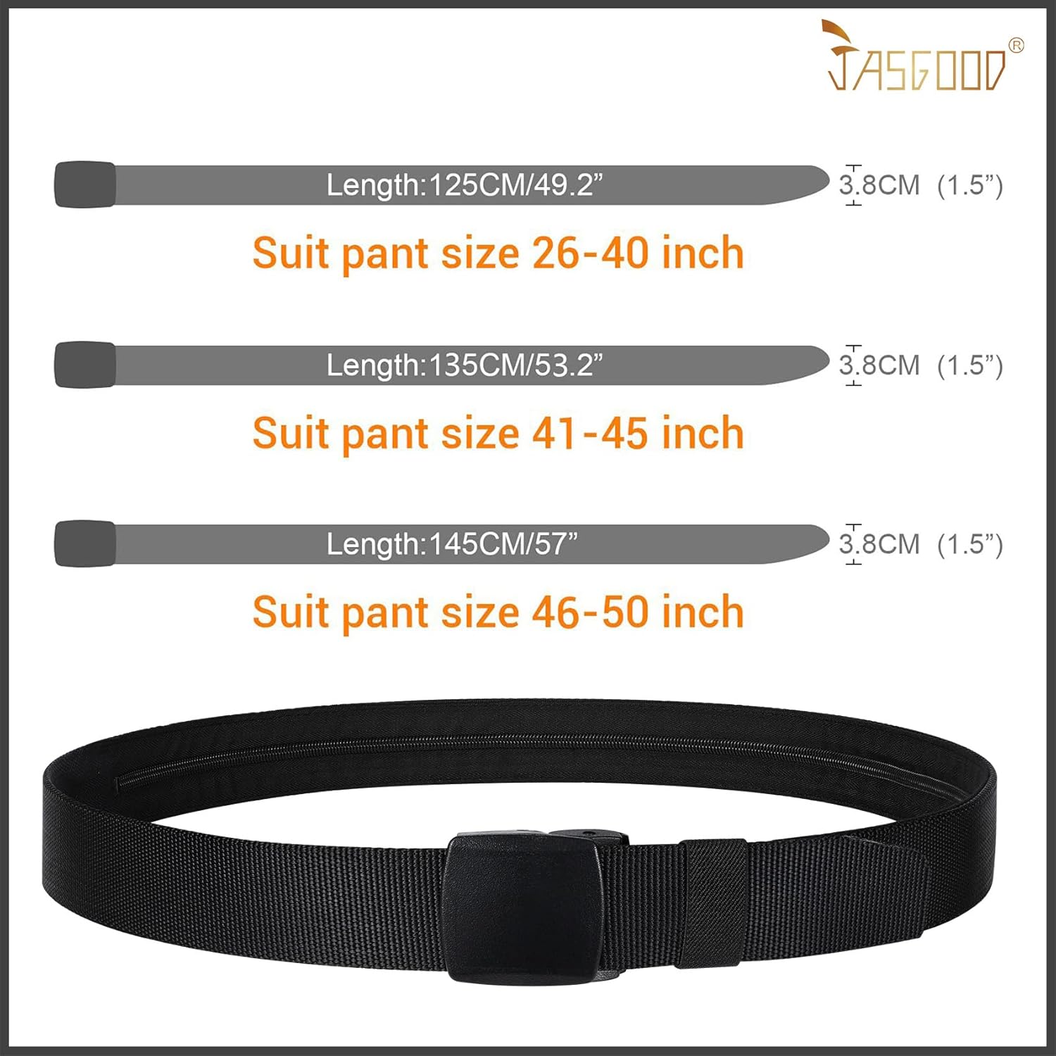 Travel Security Money Belt with Hidden Money Pocket - Cashsafe Anti-Theft Wallet Unisex Nickel free Nylon Belt by JASGOOD - Image 5