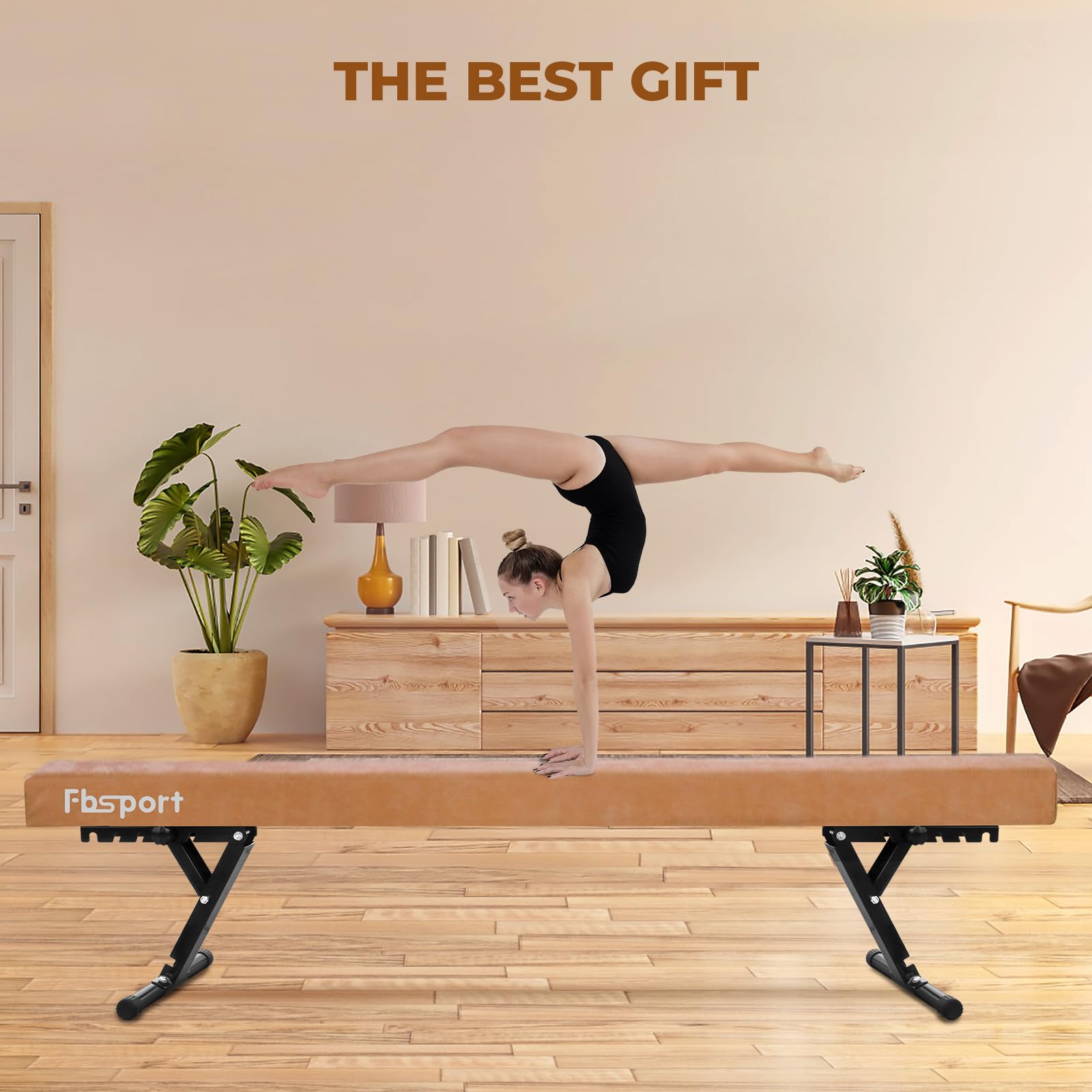 FBSPORT Barra de Equilibrio para niños, Ajustable, 244 cm, 5 Alturas Ajustables de Alto y bajo Nivel, para Gimnasio y práctica en casa